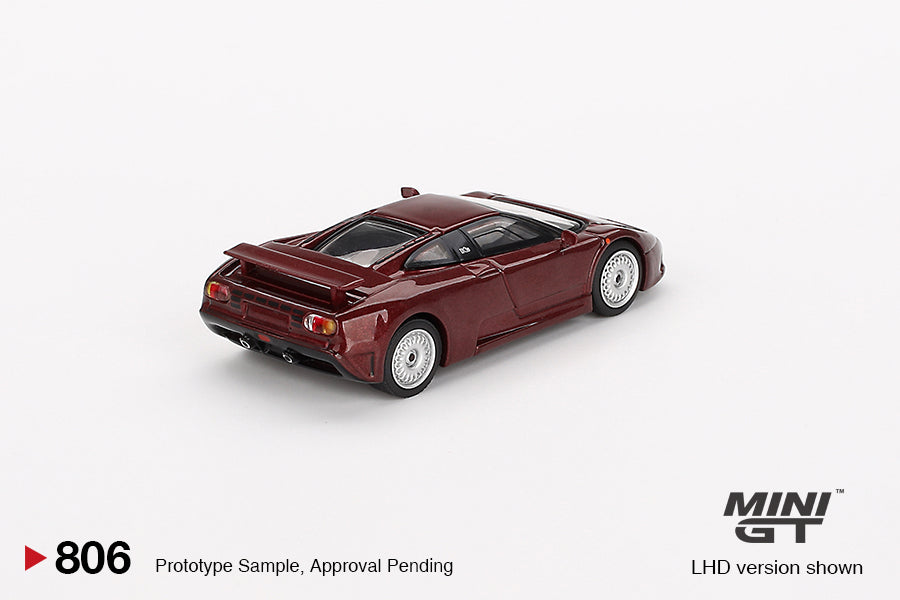 Mini GT #806 1:64 Bugatti EB110 GT Dark Red Metallic Model Car