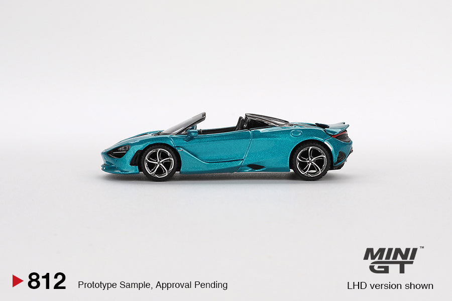 Mini GT #812 1/64 McLaren 750S Spider Belize Blue RHD Model Car