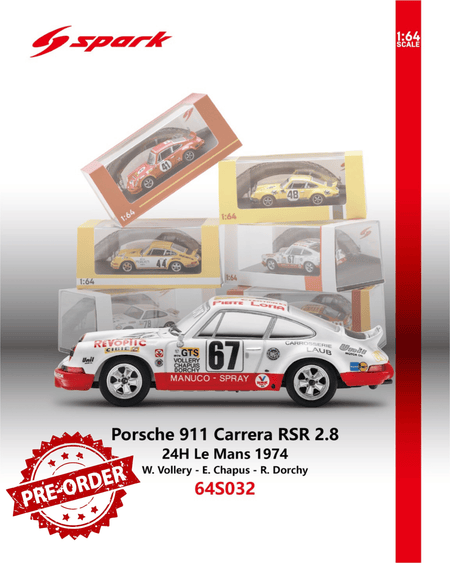 (Pre-order) Sparky 1/64 - Porsche 911 Carrera RSR 2.8 No.67 24H Le Mans 1974