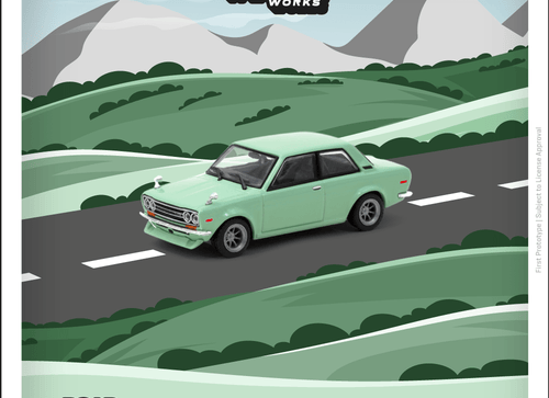 Load image into Gallery viewer, Tarmac Works 1/64 Datsun 510 Light Green Diecast Model Car

