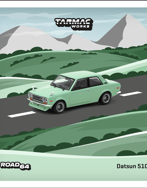 Load image into Gallery viewer, Tarmac Works 1/64 Datsun 510 Light Green Diecast Model Car
