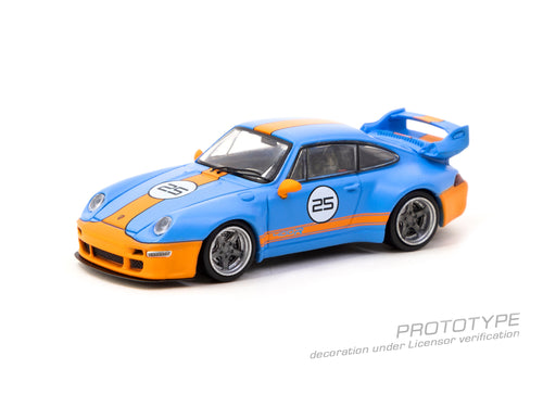 Load image into Gallery viewer, Tarmac Works 1/64 993 Remastered By Gunther Werks Blue / Orange Car
