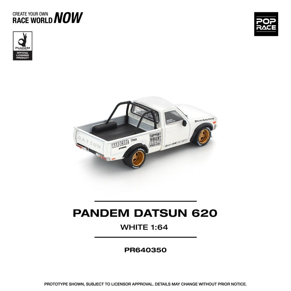 POPRACE 1/64 PANDEM DATSUN 620 WHITE Diecast Model Car