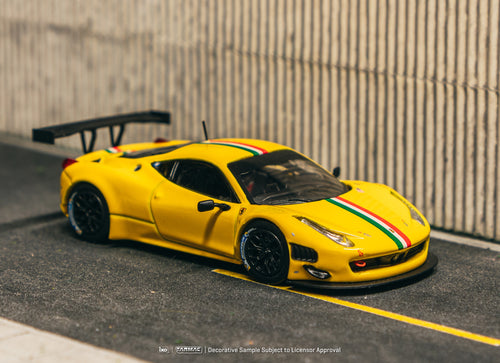 Load image into Gallery viewer, Tarmac Works 1/64 Ferrari 458 Italia GT3 Yellow Diecast Model Car
