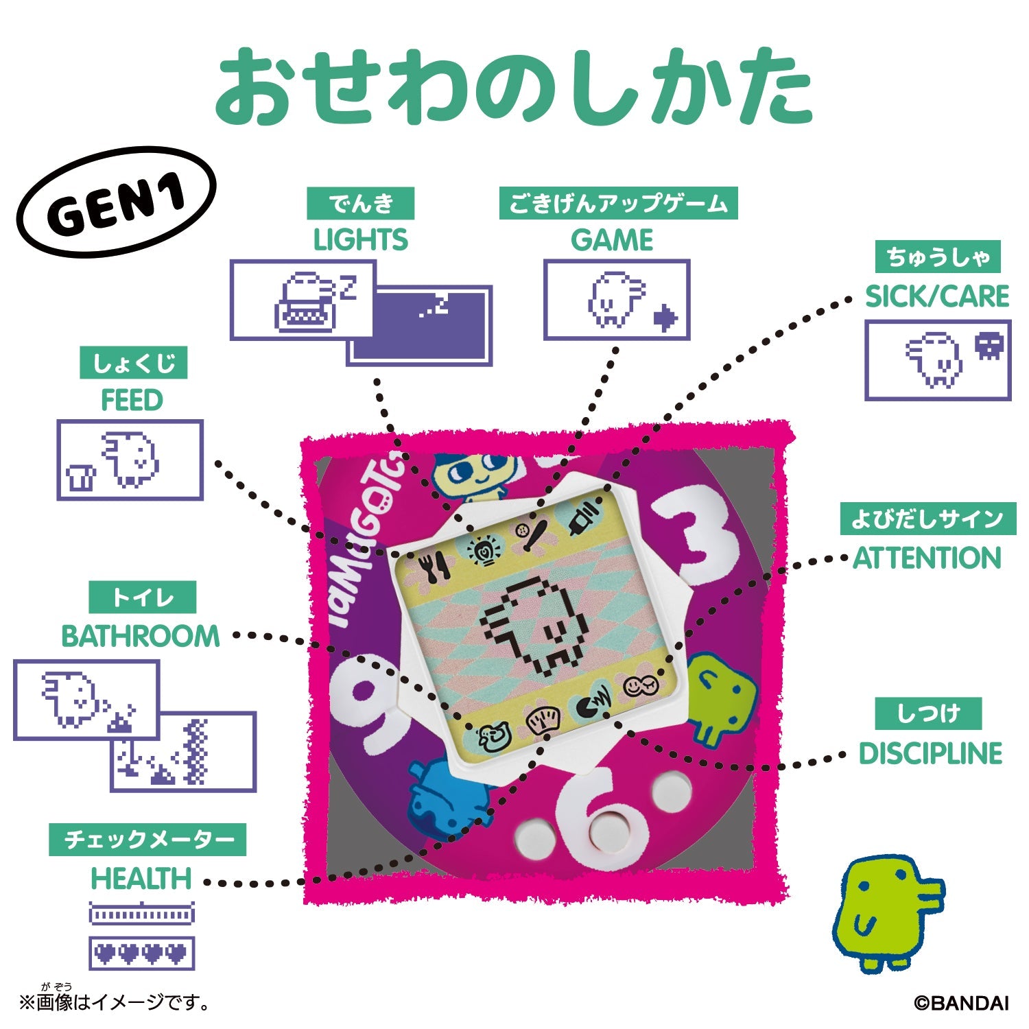 Bandai - Tamagotchi Tama Collage (GEN1) Virtual Pet / Electronic Digital Toy