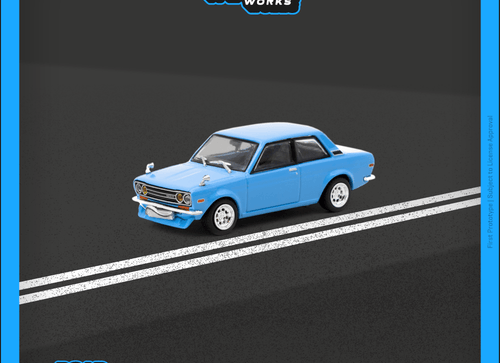 Load image into Gallery viewer, Tarmac Works 1/64 Datsun 510 Light Blue Diecast Model Car
