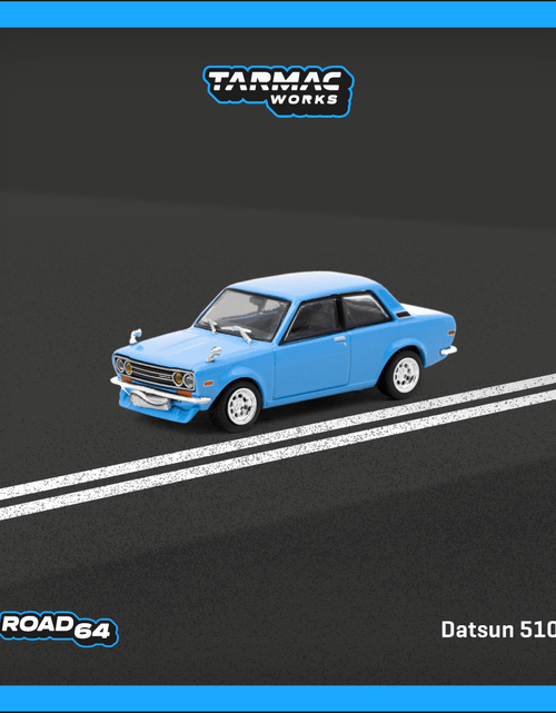 Load image into Gallery viewer, Tarmac Works 1/64 Datsun 510 Light Blue Diecast Model Car
