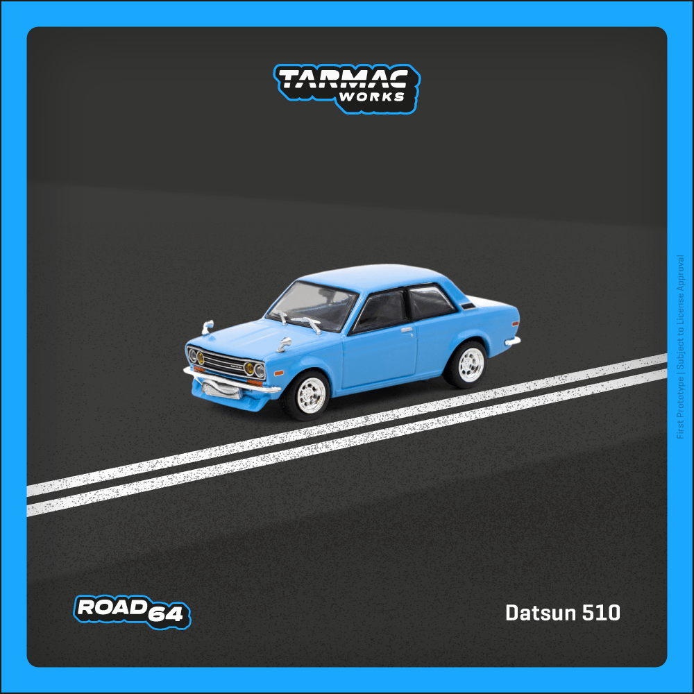 Tarmac Works 1/64 Datsun 510 Light Blue Diecast Model Car