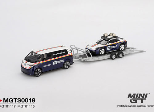 Load image into Gallery viewer, (Pre-order) MINI GT Porsche 911 Dakar #718 / Volkswagen ID. Buzz Porsche Centrum
