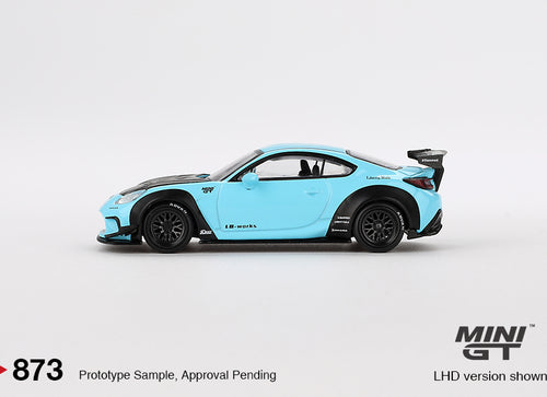Load image into Gallery viewer, Mini GT #873 1/64 Toyota GR86 LB Nation Baby Blue RHD model car

