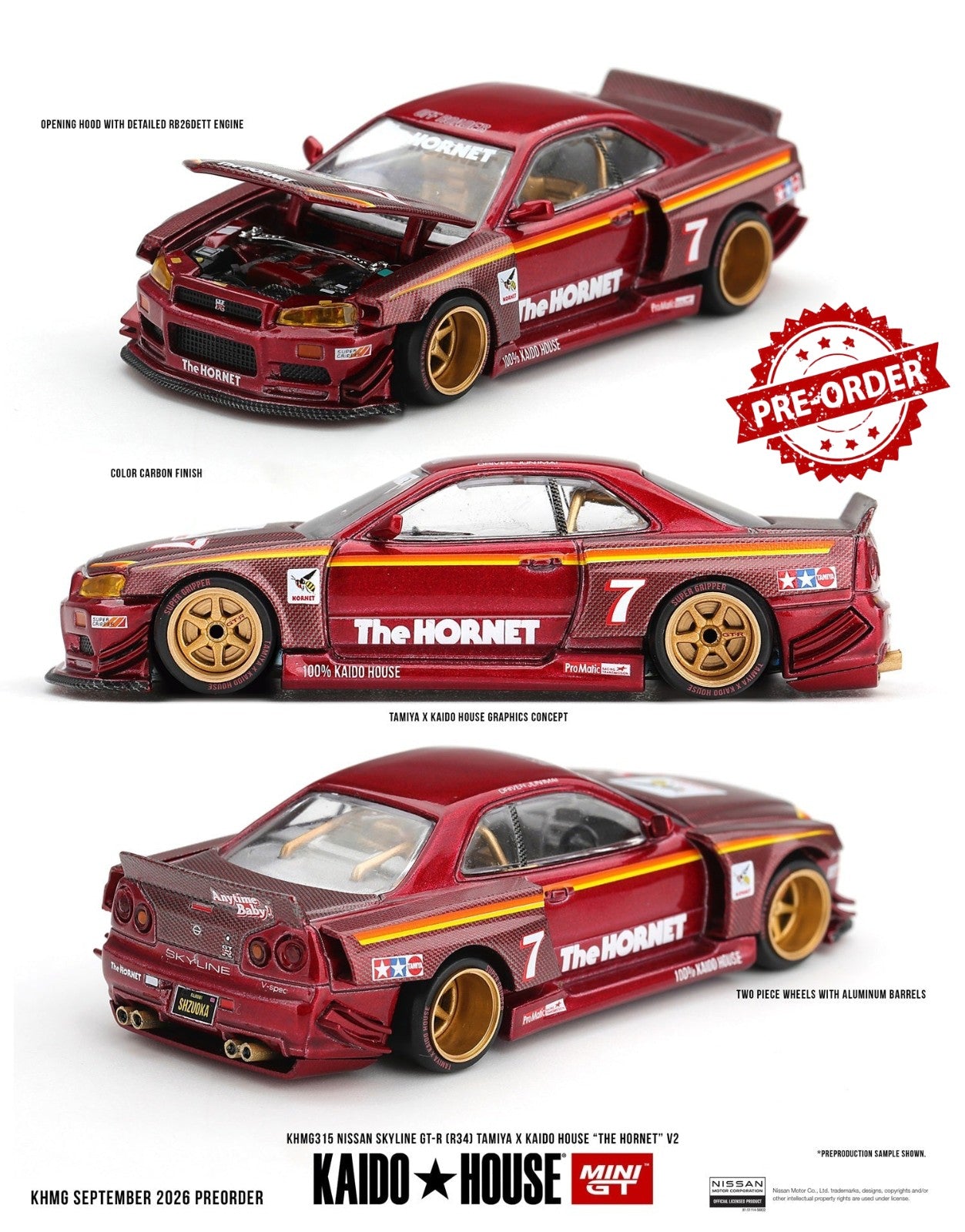 (Pre-order) Mini GT #315 Nissan Skyline GT-R (R34) TAMIYA x KAIDO HOUSE