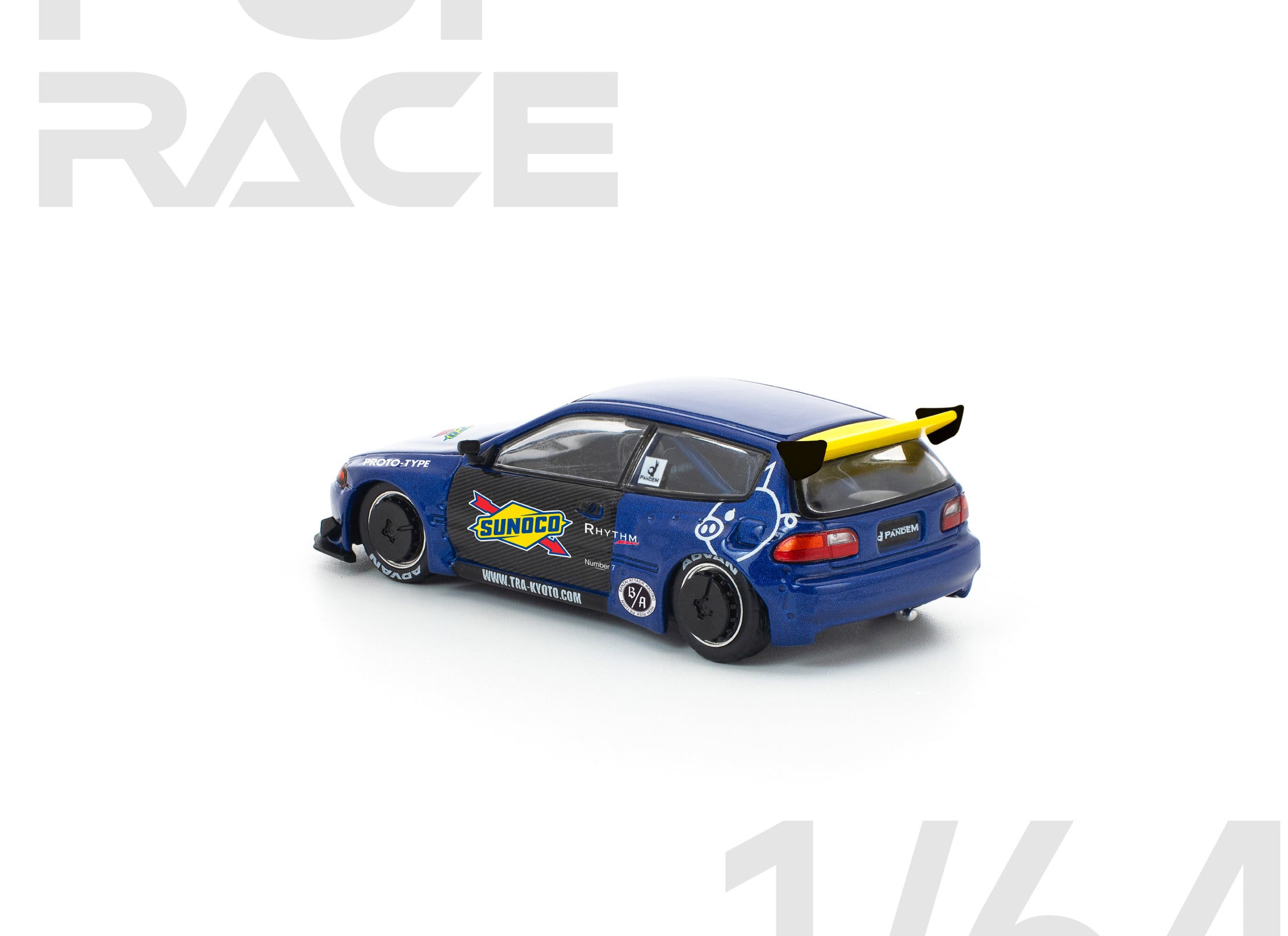 (Pre-order) POPRACE 1/64 PANDEM CIVIC EG6 BLUE/BLACK Diecast Model Car