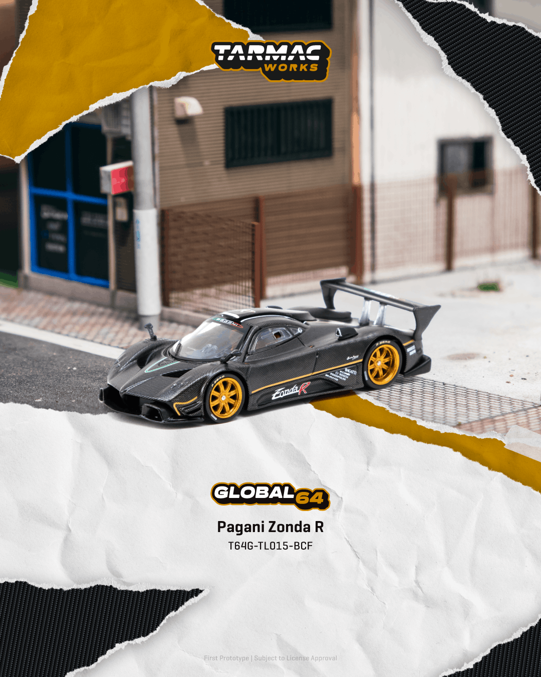 (Pre-order) Tarmac Works 1/64 Pagani Zonda R Matte Exposed Carbon Fiber Model