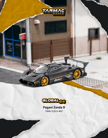 Tarmac Works 1/64 Pagani Zonda R Matte Exposed Carbon Fiber Model