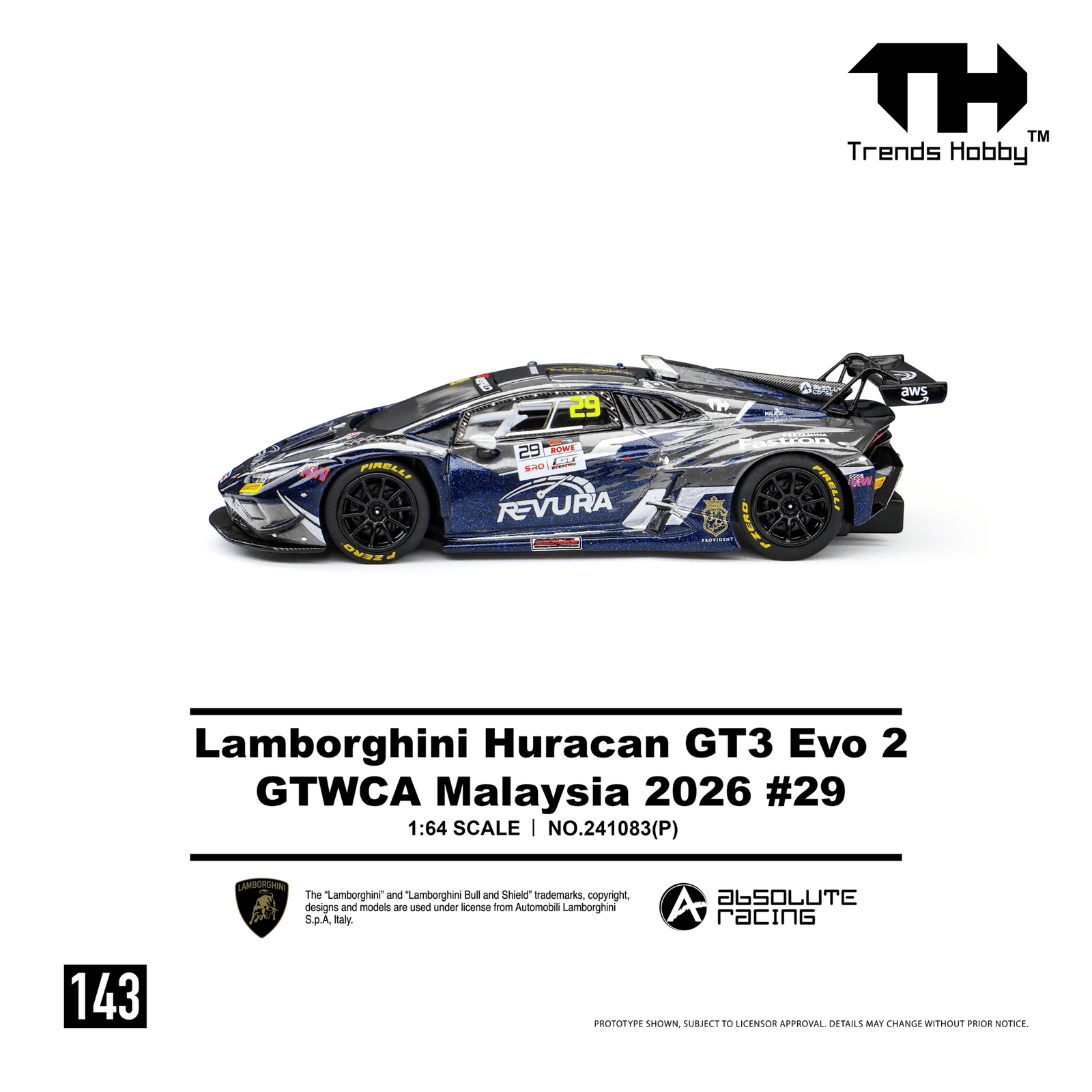 (Pre-order) Trends Hobby Lamborghini Huracan GT3 EVO2 GTWCA Malaysia 2026 #29