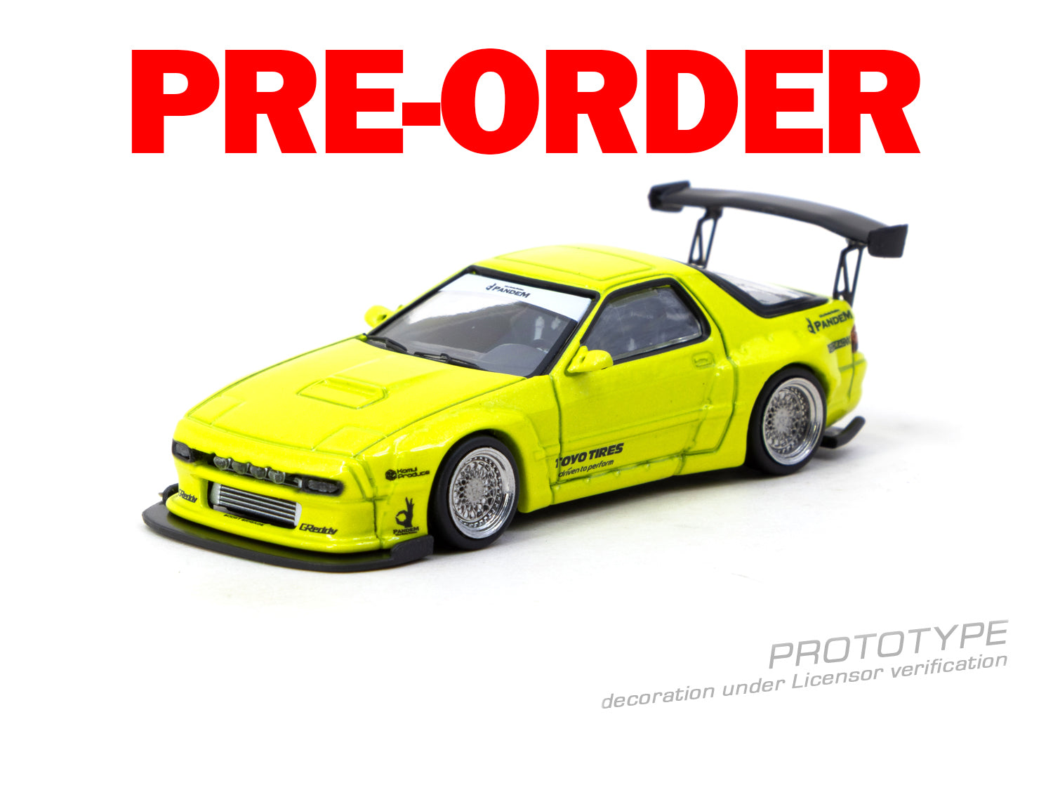 (Pre-order) Tarmac Works 1/64 Pandem Mazda RX-7 FC3S Yellow Diecast Model Car