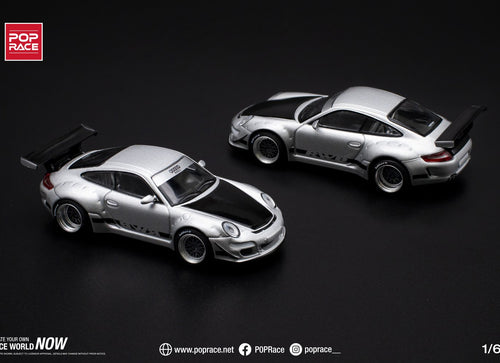 Load image into Gallery viewer, POPRACE 1/64 RWB 997 Silver Diecast Model Car
