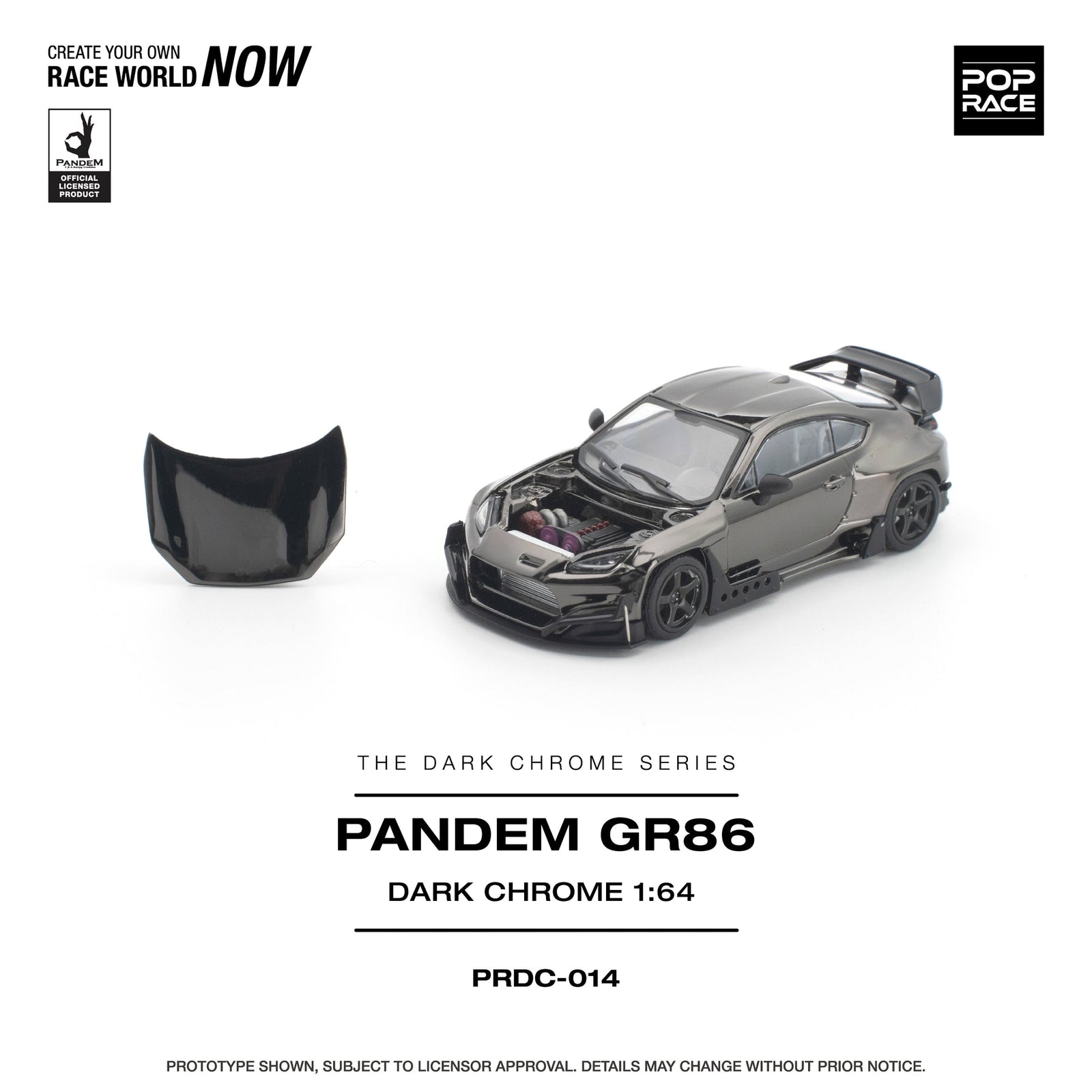 (Pre-order) POPRACE 1/64 - PANDEM GR 86 DARK CHROME Diecast Model Car