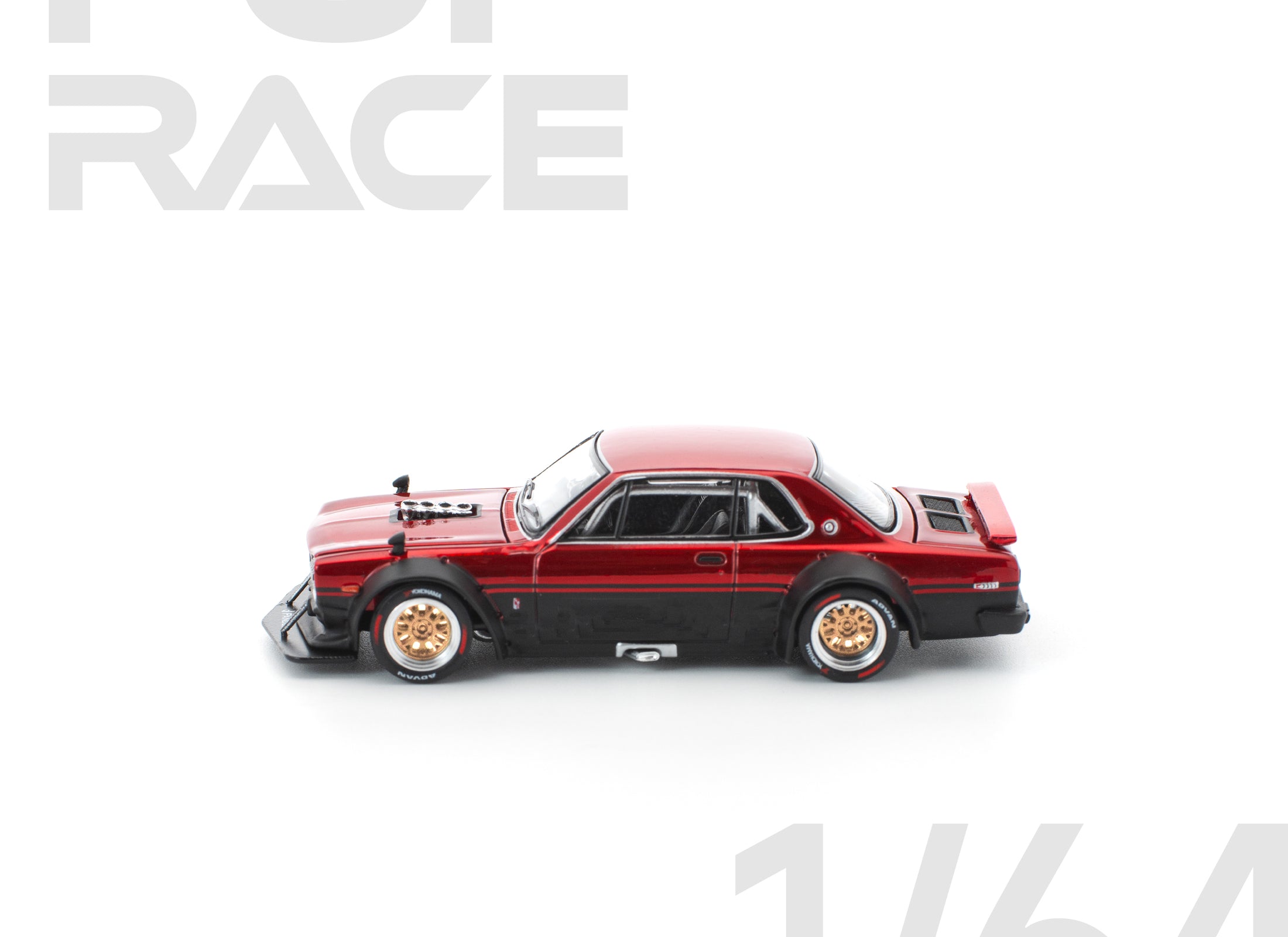 (Pre-order) POPRACE 1/64 SKYLINE GT-R V8 DRIFT (HAKOSUKA) - RED BLACK Model Car
