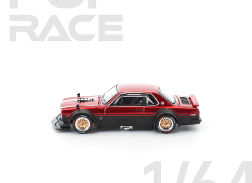 Load image into Gallery viewer, (Pre-order) POPRACE 1/64 SKYLINE GT-R V8 DRIFT (HAKOSUKA) - RED BLACK Model Car
