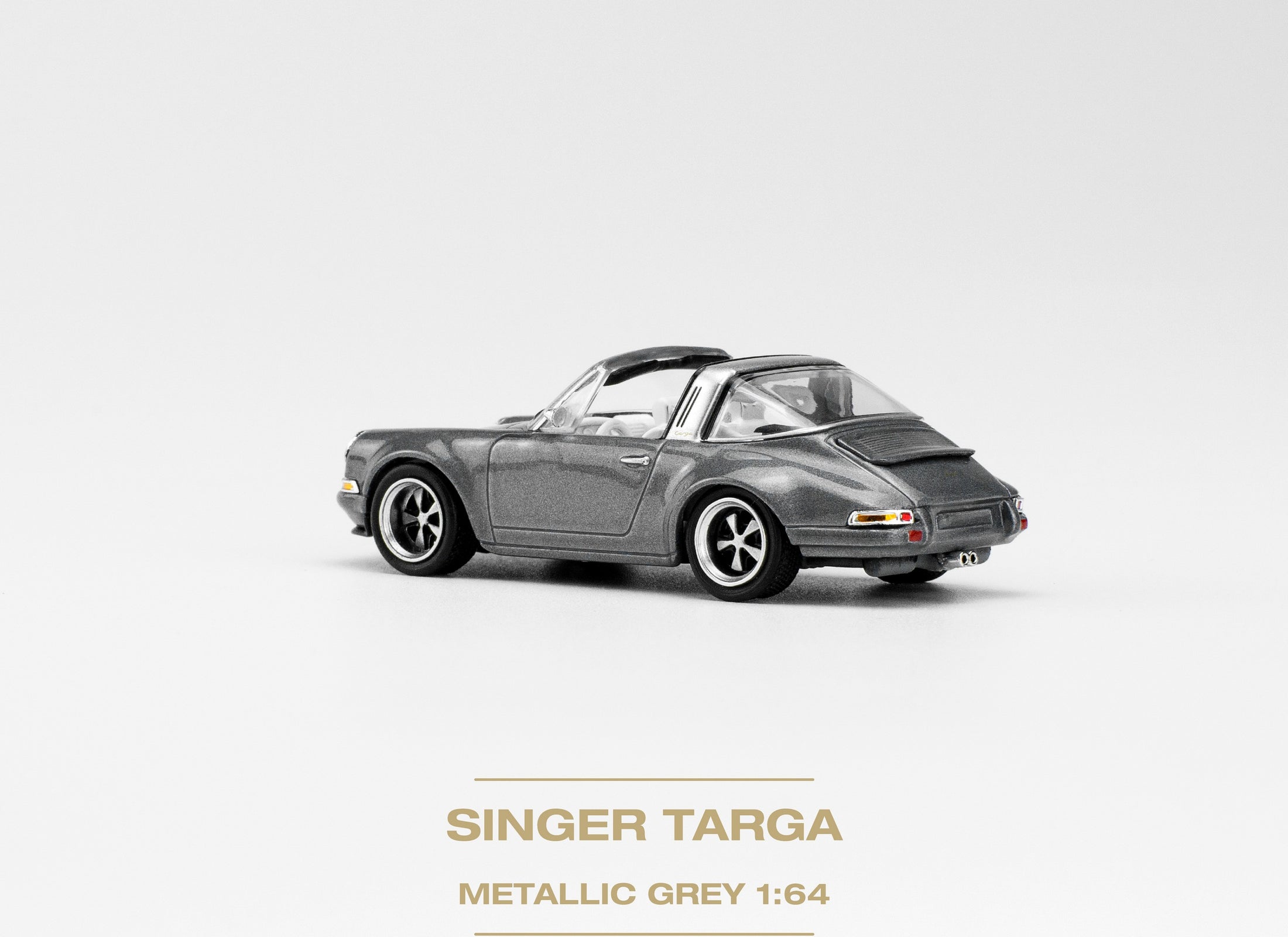 POPRACE 1/64 SINGER TARGA METALLIC GREY Diecaset Model Car