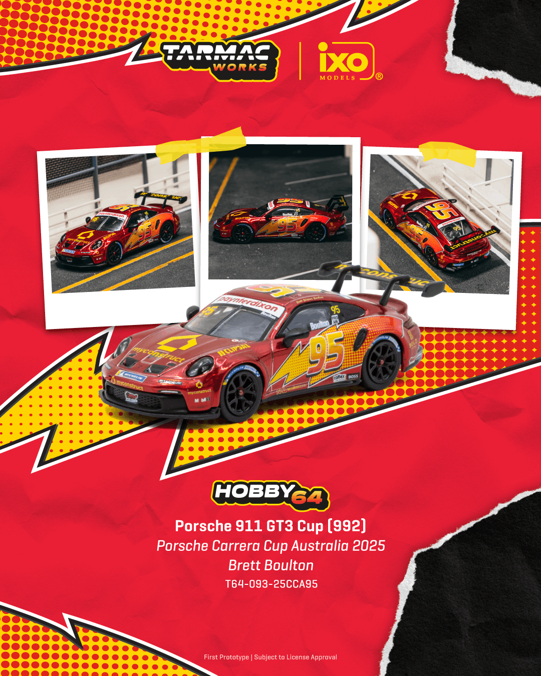 (Pre-order) Tarmac Works 1/64 Porsche 911 GT3 Cup (992) Porsche Carrera Diecast