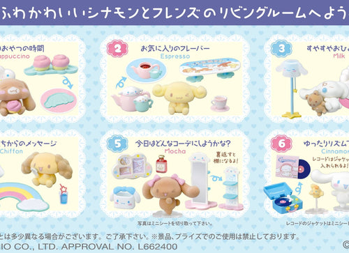 Load image into Gallery viewer, Re-Ment Sanrio Cinnamoroll Relaxing Living Room Complete Box 6pcs Miniature
