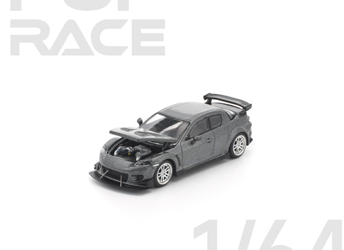 Load image into Gallery viewer, (Pre-order) POPRACE 1/64 MAZDA RX-8 RE-AMEMIYA GUN METAL Diecast Model Car
