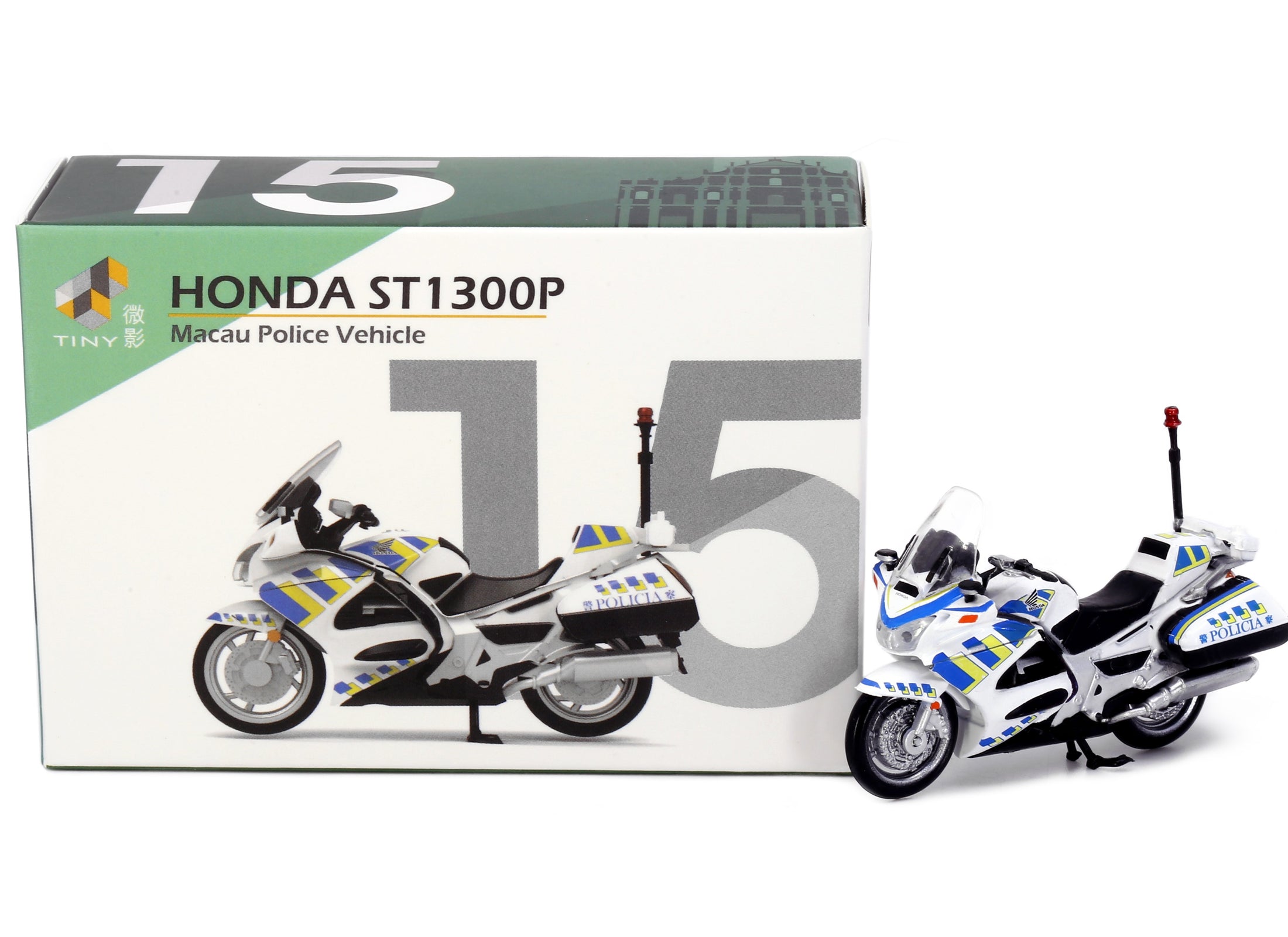 Tiny City MC15 Die-cast Model Car - Honda ST 1300 Macau Police Motor Bike