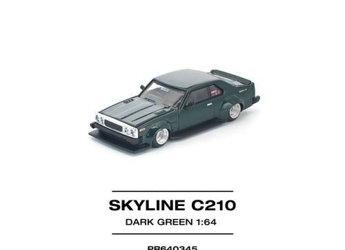 Load image into Gallery viewer, (Pre-order) POPRACE 1/64 SKYLINE C210 DARK GREEN NEW TOOLING Diecast Model Car

