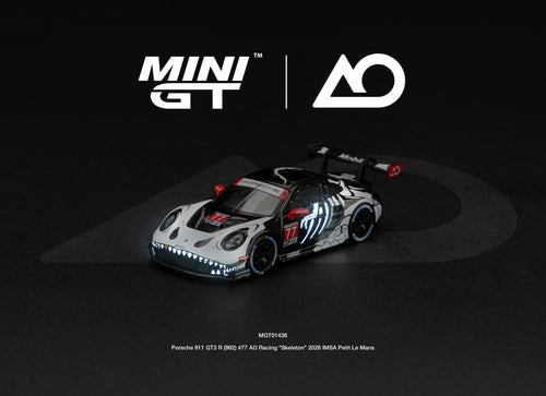 Load image into Gallery viewer, (Pre-order) Mini GT #1436 Porsche 911 GT3 R (992) #77 AO Racing Skeleton Rexy

