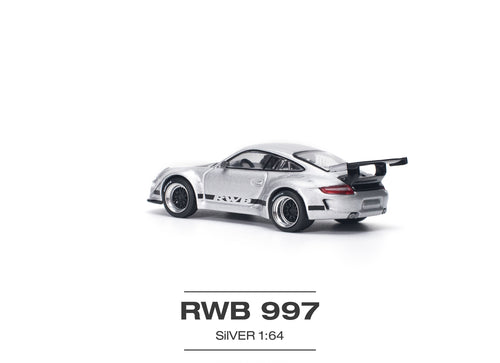 Load image into Gallery viewer, POPRACE 1/64 RWB 997 Silver Diecast Model Car
