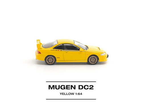 Load image into Gallery viewer, (Pre-order) POP RACE 1/64 MUGEN DC2 Yellow Diecast Model Car #PR640377
