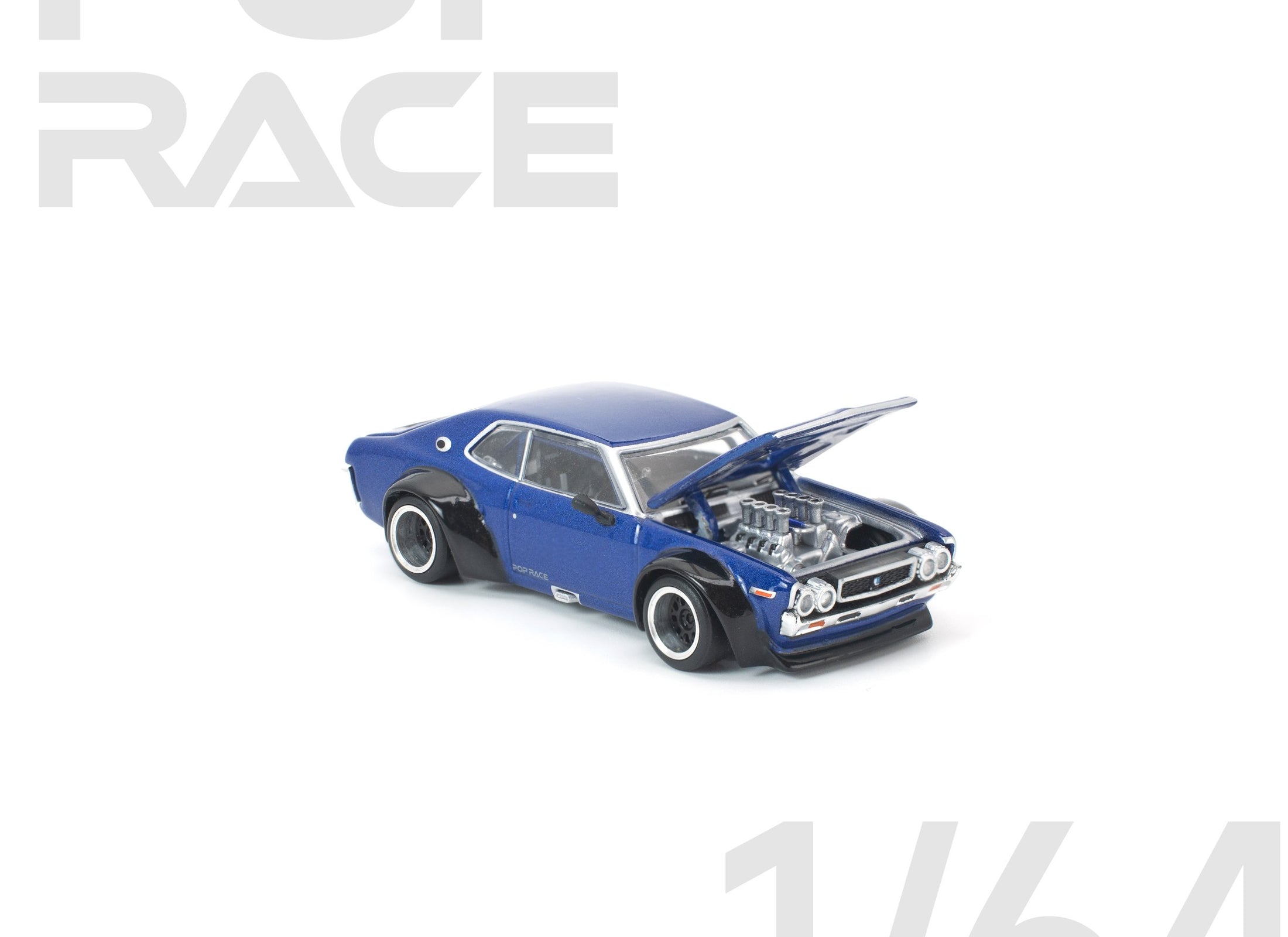 (Pre-order) POP RACE 1/64 LAUREL C130 BLUE Diecast Model Car #PR640320