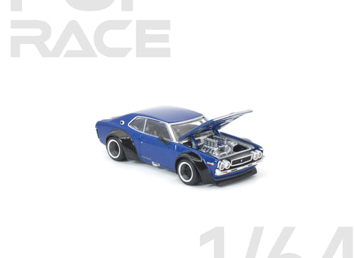Load image into Gallery viewer, (Pre-order) POP RACE 1/64 LAUREL C130 BLUE Diecast Model Car #PR640320
