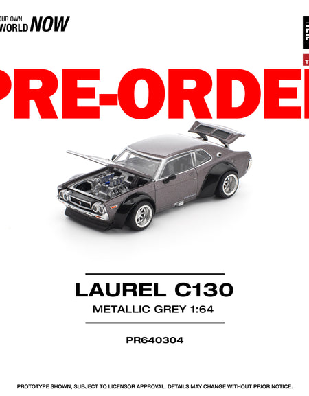 (Pre-order) POPRACE 1/64 LAUREL C130 METALLIC GREY (NEW TOOLING) Diecast Model
