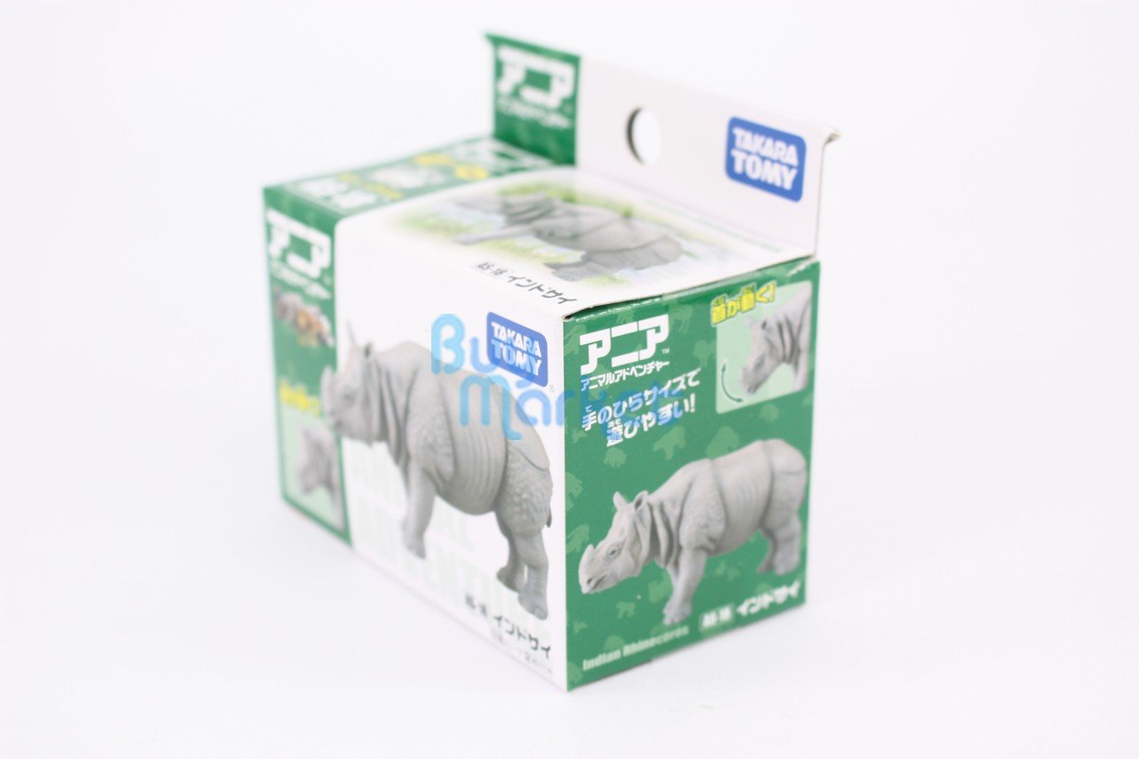 Takara Tomy ANIA Animal Action Figure AS-18 Indian Rhinoceros Unicornis Model