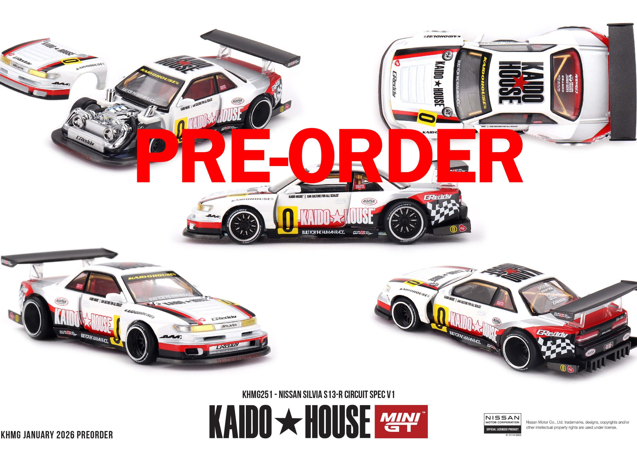 (Pre-order) Kaido House X Mini GT Nissan Silvia S13-R Circuit Spec V1 #KHMG251
