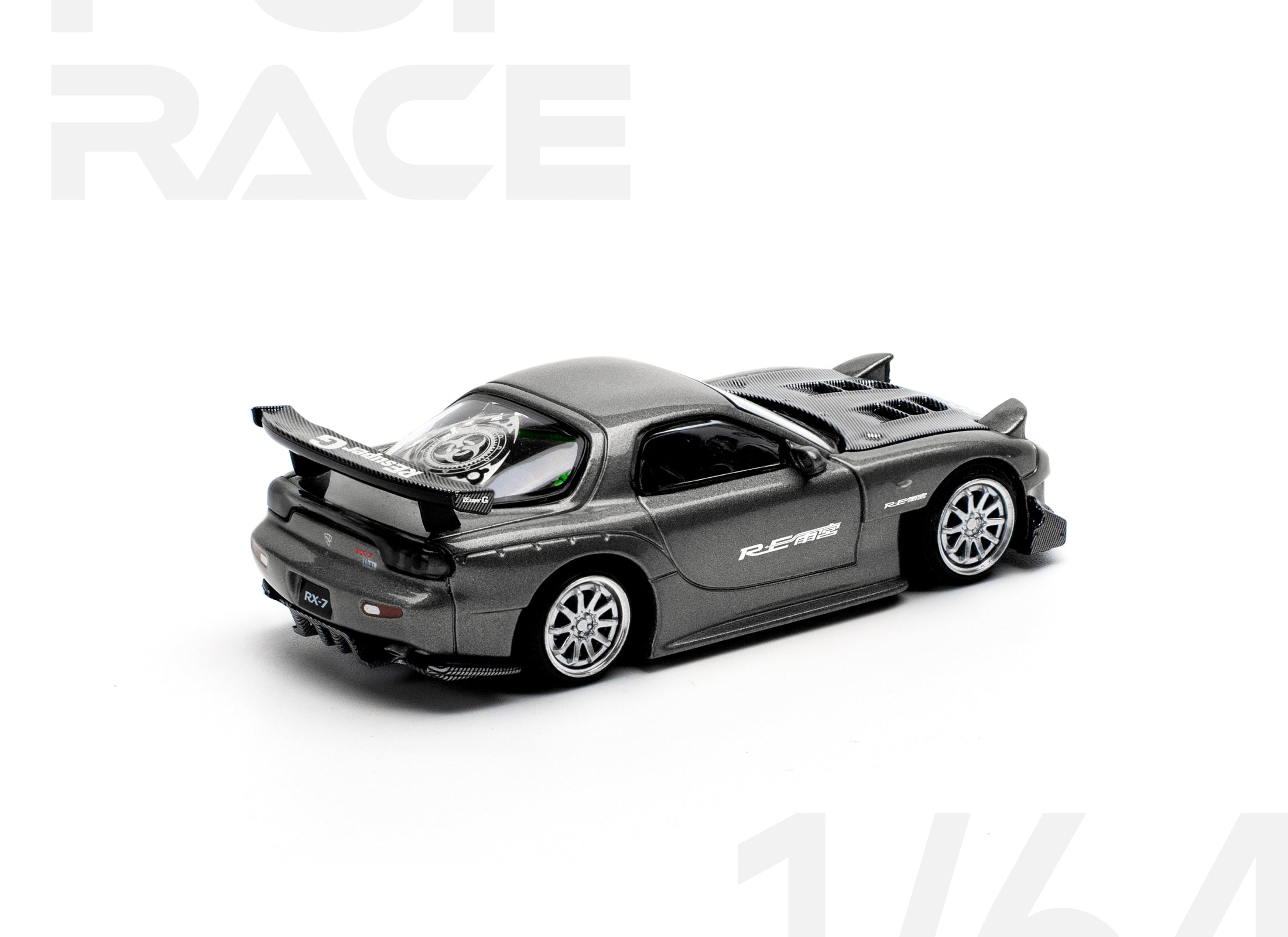 POPRACE 1/64 MAZDA RX7 RE-AMEMIYA - GUN METAL Model Car