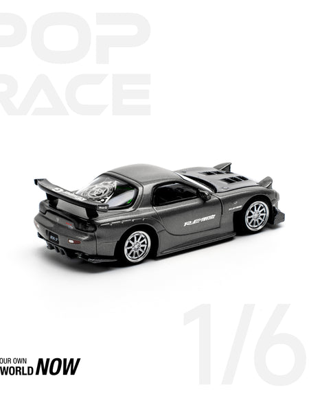 POPRACE 1/64 MAZDA RX7 RE-AMEMIYA - GUN METAL Model Car