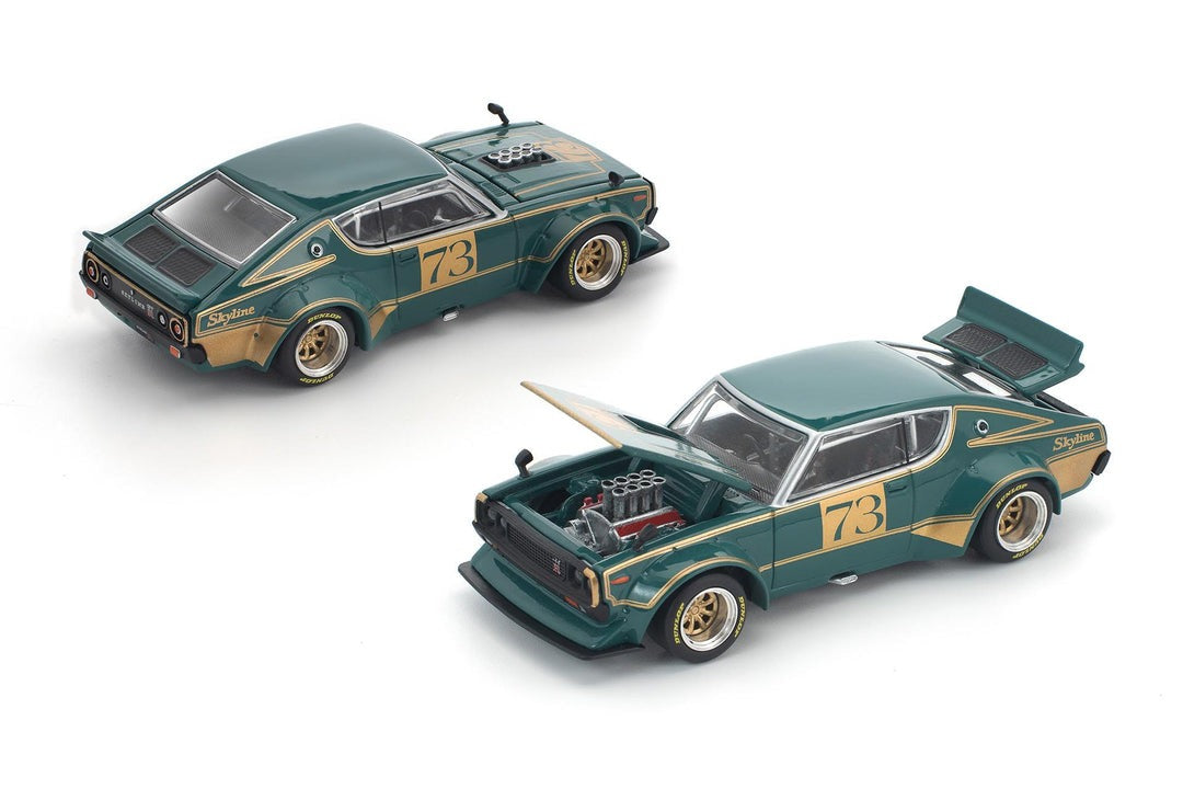 (Pre-order) POPRACE 1/64 KPGC110 KENMERI RACING #73 GREEN/GOLD Model Car