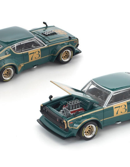 (Pre-order) POPRACE 1/64 KPGC110 KENMERI RACING #73 GREEN/GOLD Model Car