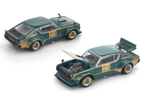 Load image into Gallery viewer, (Pre-order) POPRACE 1/64 KPGC110 KENMERI RACING #73 GREEN/GOLD Model Car
