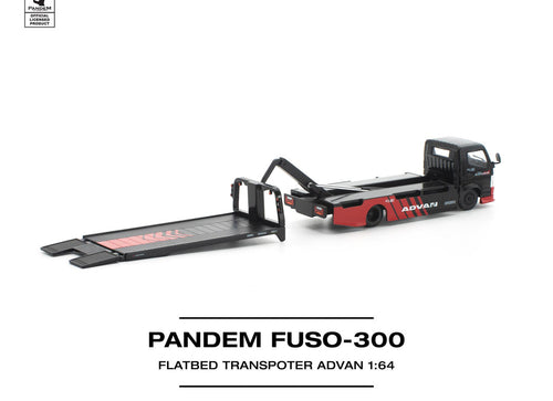 Load image into Gallery viewer, (Pre-order) POP RACE 1/64 PANDEM FUSO-300 FLATBED TRANSPORTER ADVAN Diecast Car

