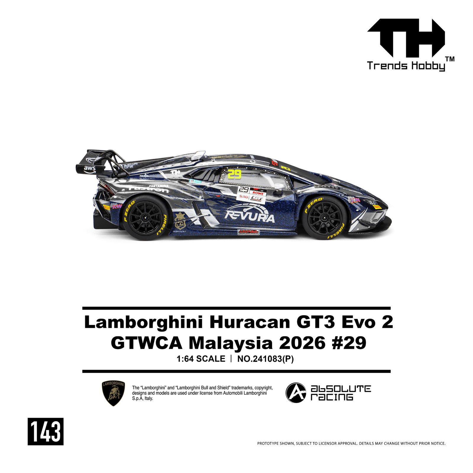 (Pre-order) Trends Hobby Lamborghini Huracan GT3 EVO2 GTWCA Malaysia 2026 #29