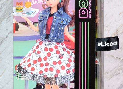 Load image into Gallery viewer, Takara Tomy Licca Chan Doll Set - Rockabilly Cherry Dress Set
