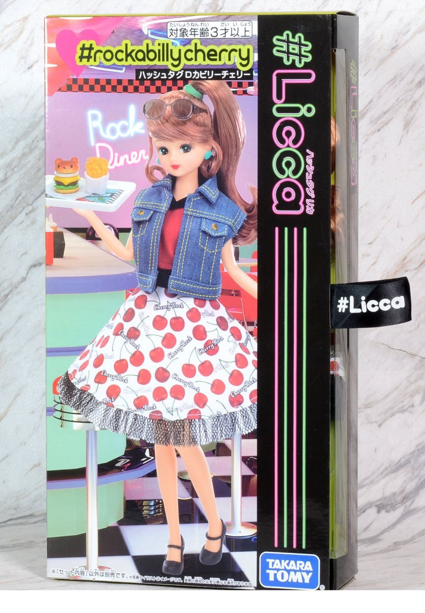 Takara Tomy Licca Chan Doll Set - Rockabilly Cherry Dress Set