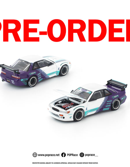 (Pre-order) POPRACE 1/64 PANDEM S13 WHITE PURPLE Diecast Model Car #PR640455
