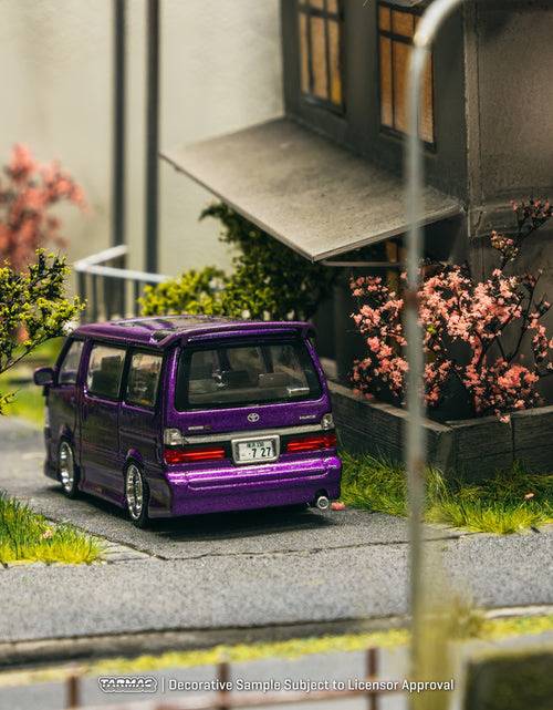 Load image into Gallery viewer, Tarmac Works Diecast Car 1/64 Toyota Hiace Wagon Custom Purple

