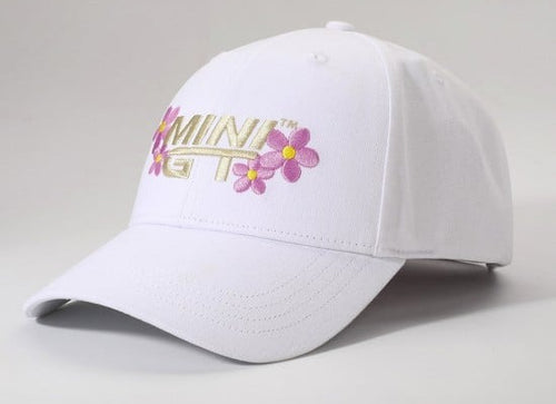 Load image into Gallery viewer, MINI GT Official Cap White with Pink Floral Logo (one size) #MGTOM038
